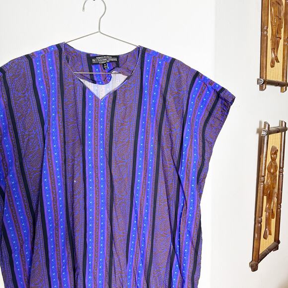 J. Peterman Vintage Cotton Multicolored Caftan Kaftan House Dress MuuMuu sz M - Picture 2 of 9